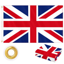 UK Flag 60 x 90 cm (2 x 3 ft) Outdoor, Double Sided Heavy Duty 210D Oxford Fabric | 4 Rows Stitching, Union Jack with 2 Brass Grommets for Wall, Gard