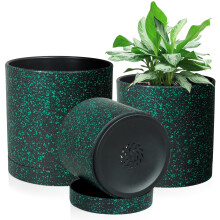 Homeuouz 3 Pack Plastic Plant Pots,15/12.5/10CM,Flower Pot Large Plant Pots Indoor Outdoor Plastic Plant Pot with Drainage Holes and Tray for House P