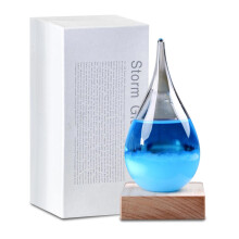 Purple Storm Glass Weather Forecaster, Small Teardrop Shape Weather Forecast Bottle with Wooden Base, Storm Glass Weather Station, Father's Day Gifts
