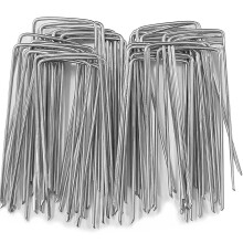 Garden Pegs, 45 Pack Weed Membrane Pegs 4 Inch/100 mm Galvanised Steel Ground Pegs Strong U-Shaped Garden Stakes for Fabric, Weed Control Membrane, A