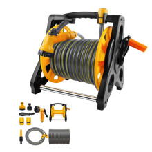 25M Heavy Duty Hose Reel Cart - 7 Spray Modes, Wall Mountable/Portable, UV Resistant Hose for Large Gardens & Driveway Cleaning