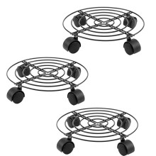 JF HOME BLISS 3 Pack Heavy Duty Plant Caddy with Wheels, 27cm Round Metal Potted Trolley - Movable Plant Dolly for Indoor & Outdoor Use