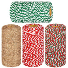 LATERN 4Pcs Christmas Jute Strings and Cotton Twine Rolls, 1312 Feet Red White Green Cotton String Jute Twine Wrapping Rope Cord for Xmas DIY Crafts