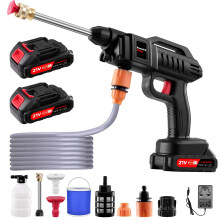 Cordless High Pressure Washer Gun, 21V Handheld Washer Kit 1500W, Battery Jet Wash with Nozzle and 5m/16.5ft tube for Car, Watering Flowers, Cleaning