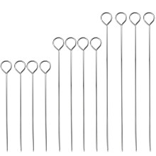 Karjiaja 12 PCS Barbecue Skewers Stainless Steel Kebab Skewers Reusable Metal Skewer Sticks Barbecue Shish Kebab Sticks Long BBQ Grilling Skewers For