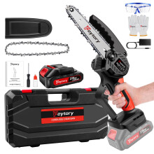 6 inch Cordless Chainsaw Electric Handheld Saw Wood Cutter with 1 Battery for Gardening, Tree Pruning, Wood Cutting Red