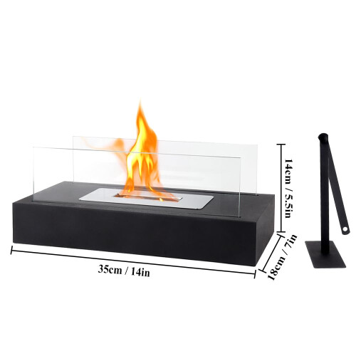 JHY DESIGN Black Metal and Glass Fireplace/Firepit 2