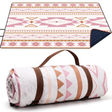 LARUTAN Outdoor Picnic Blanket, 200 x 200 cm, Beach Blanket, Sand-Free, Portable, Washable, Pink, Mat
