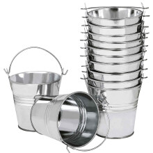 LATERN 12Pcs MINI Metal Hanging Flower Pots, 6CM Plant Pots Hanging Flower Bucket with Detachable Handle for Balcony Fence Garden Home Decor (Silver)