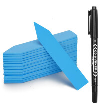 KINGLAKE Blue Plant Labels and Pen for Outdoor Plants, 100Pcs Plastic Plant Markers & Labels Garden Plant Name Tags for Seed Herb Seedling Vegetable