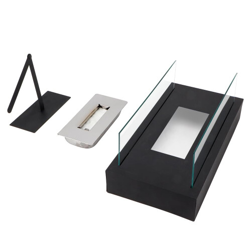 JHY DESIGN Black Metal and Glass Fireplace/Firepit 1