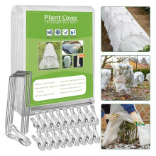 Kockuu Garden Fleece Frost Protection, 3m x 9m 45gsm Horticultural Fleece Plants Covers with 14 Ground Pegs 20 Clips for Winter Cold Insect Bird Prot