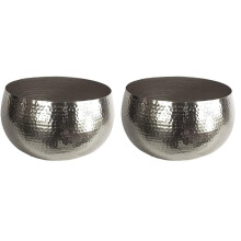 Leaf Large Straight Edge Hammered Metal Planter, Silver, 32cm x 20cm (Pack of 2)