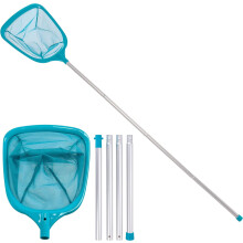 KAHEIGN 150CM Pool Skimmer Net with Pole, Swimming Pool Leaf Cleaning Net Fine Mesh Skimmer with 4 Aluminum Poles for Cleaning Pool Garden Pond Fount