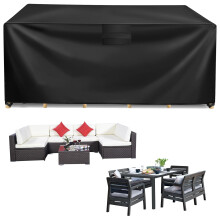 Outdoor Sofa Covers Heavy Duty 126*126*74cm Garden Furniture Covers Waterproof 420D Oxford Fabric Rattan Sofa Cover Patio Table Chairs Windproof Anti