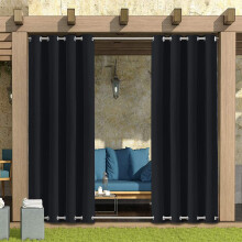 MINGPINHUIUS Outdoor Curtains Waterproof w/ Grommet (Top & Bottom) - Garden Gazebo Patio Windproof Blackout Thermal Insulated Privacy Curtain for Per