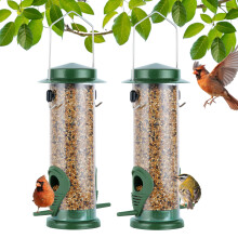 MIXXIDEA Wild Bird Feeders for Outdoors Hanging 2 Pack Stainless Steel Tube Bird Feeder Squirrel Proof, Finch Feeder for Garden Backyard Decoration A