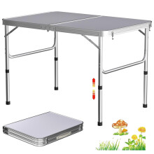 Lucn 3ft Folding Camping Table, Portable Foldable Pop-Up Picnic Tables for Outdoor Indoor Garden, Balcony Market Kitchen Work Table, 2 Height 67/37cm
