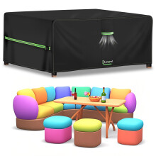 Lorugred Outdoor Garden Furniture Covers Waterproof,Patio Rattan Furniture Cover 280X205X106cm,420D Oxford Fabric Patio Table and Chair Cover with Ai