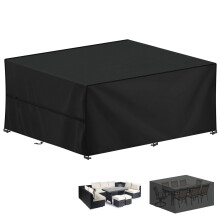 LAMUNI Outdoor Garden Table Cover Large Garden Furniture Covers Waterproof Patio Table Covers Anti-UV Rattan Sofa Set Cover Windproof 420D Oxford Pat