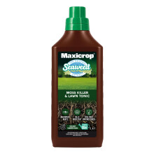 Maxicrop 86600258 Moss Killer & Lawn Tonic, 1L - Fast Acting 2-in-1 Moss Killer and Lawn Re-Growth Tonic - with Natural Seaweed Extract - Improves La