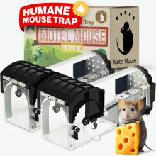 Motel Mouse Humane Mouse Traps for Indoor & Outdoor - Easy to Use, Easy to Clean, Reusable, No Touch Release, Improved Highly Sensitive Trigger Mecha