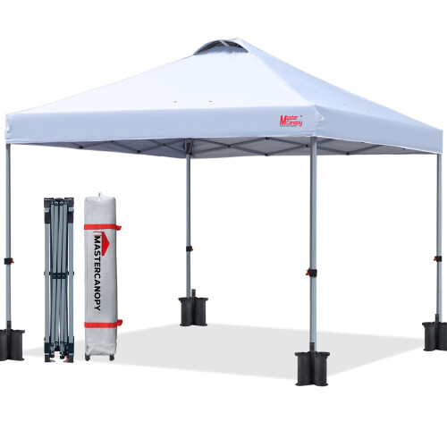 MASTERCANOPY Durable Ez Pop-up Gazebo Tent with Roller Bag (3x3M,White)