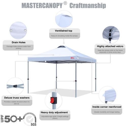 MASTERCANOPY Durable Ez Pop-up Gazebo Tent with Roller Bag (3x3M,White) 2
