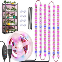 Grow Light Strip Waterproof Grow Lights for Indoor Plants Full Spectrum Plant Grow Lights Indoor USB with Auto ON/Off Timer Pink Blue 120LEDs Grow La