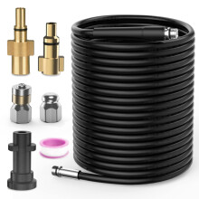 OHAYORI 15M Pressure Washer Drain Pipe Hose Cleaning Kit for Karcher K2 K3 K4 K5 K6 K7 Serie, Tube Unblocker Sewer Jetter Hose with Jet Nozzle and Ro