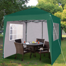 Pop-up Gazebo 2m x 2m With Sides Silver Protective Layer Waterproof Marquee Canopy(WS)(Green)