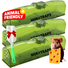 MSR Traps Humane Mouse Traps- 3X Dual Doors Non Poisonous- XL Size- Kids & Pet Friendly Mouse Traps for Indoors- Comes with Cleaning Brush- Really Si