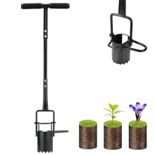 LYMIN Bulb Planter Tool Long Handle, Serrated Base Sod Plugger Heavy Duty Gardening Bulb Transplanter with Soft Grip, Digging Holes Tools to Plant Tu