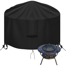 OKPOW Fire Pit Cover Round 75*50cm, 600D Heavy Duty Outdoor Firepit Covers Waterproof Windproof Anti-UV Garden Patio Protective Cover for Fire Pit/Ta