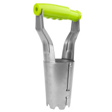 Bulb Planter With Depth Marker - 6cm Diameter, Heavy Soil, 10cm Depth With Spring Handle, Chromed Plated Steel, Gardening Plant Hand Tool, Garden Equ