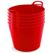 Neat Plastics 42L Flexi Tubs 5 Packs - Versatile Large Garden Tubs with Handles, Handy Builders Buckets Heavy Duty, Ideal Bath Bucket & Flexi Bucket,