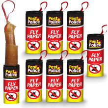 PEST POLICE 1 X 10 Sticky Paper Fly Catchers NO Fumes NO Mess Sticky Tape for CATCHING Them UNWANTED Insects.