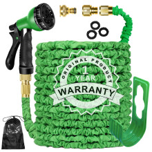 Expandable Garden Hose Pipe 100FT 3 Times Flexible Expanding Magic Lightweight Watering Hose Anti-Leakage with 3/4" 1/2" Solid Brass Fittings 8 Funct