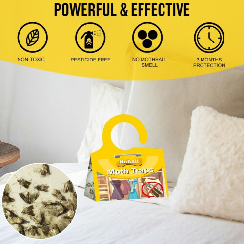 Nehaii Moth Traps, 5 Pack Clothes Moth Pheromone Traps Repellent for Wardrobes 2