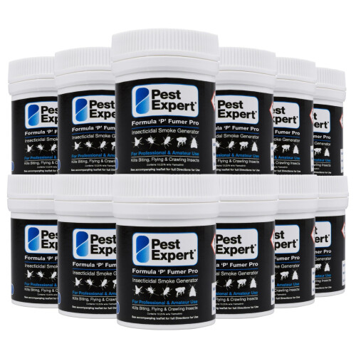 Pest Expert Flea & Cluster Fly Killer Smoke Bombs (12 x 7g) - 240m³ - (7g -TWICE THE SIZE OF MINI SMOKE BOMBS) - Formula 'P' Pro Flea Fogger Fumers,