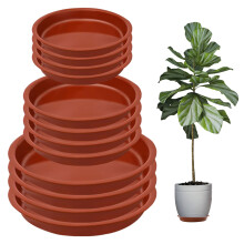 Nuqin Plant Pot Saucers - 12 Pack Plant Saucers,Durable Plastic Plant Trays for Pots,Plant Pot Trays in 3 Sizes,Waterproof Plant Saucer Red - Ideal f