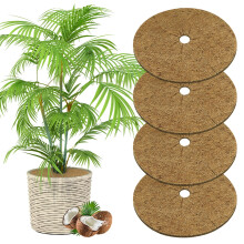 OFFCUP Coconut Fibers Mulch Ring Tree Protector Mat, 4pcs 40cm Mulch Mats, Coco Coir Mulch Disc Plant Cover for Flower Pots, Landscaping, Indoor Outd