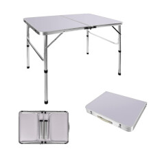 Qimu 3ft Folding Camping Table with 2 Adjustable Height(37/67CM),Aluminum Folding Table Portable Camping Picnic Table for Camping Party Gardening Din