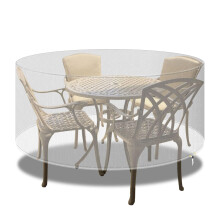PATIO PLUS Outdoor Transparent Furniture Covers Round Patio Table Cover Waterproof - Garden Furniture Set Covers Circular for Patio Table and Chairs