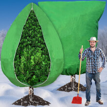 2PCS Large Plant Fleece Frost Protection-200 x 240cm 80gms With Zip Drawstring,Winter Garden Cloth Blanket Jacket Horticultural Bags Plant Covers for