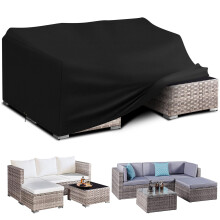 PATIO PLUS Rectangular Table Cover , 420D Oxford fabric Garden Furniture Cover ,Waterproof,Windproof,Anti-UV,300x250x90cm ,Black
