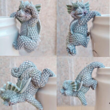 PEIQICHU Set 4 Cute Dragon Plants Pot Hanger Resin Statue Flower Pot Planter Hanging Decorative Dragons Sculptures Outdoor Garden Lawn Ornaments Home