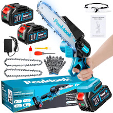 Mini Chainsaw-6 Inch Brushless Motor Cordless Chainsaw with 8000mAh Battery & 2 Chains, Light Weight Battery Chain Saw Electric, Small Chain Saw with