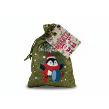Wildflower Seeds Xmas Bee Balls Seed Bombs in Natural Cotton Sack Handmade with Clay & Seeds to Save The Bees #savethebees (Penguin Drumming Green)