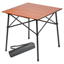 Portal Aluminium Folding Camping Table 70x70cm Square Roll Up Top 4 Person Compact Garden Table with Carry Bag for Picnic Camp Backyard BBQ